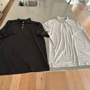 2 Walter Hagen Men's XL Polyester Golf Polos (Gray Stripe & Black)